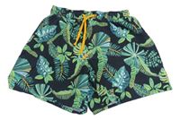 Černo-zelené plážové kraťasy s listy H&M