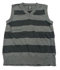 Šedo-tmavošedá pruhovaná pletená vesta H&M