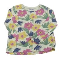 Bílo-růžovo-žluté květované triko Primark