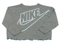 Šedé melírované crop triko s logem Nike
