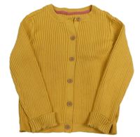Okrový žebrovaný propínací lehký svetr Mothercare