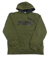 Khaki mikina s logem a kapucí Puma