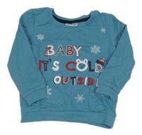 Modrá mikina s nápisy a vločkami Pep&Co