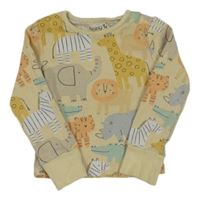 Smetanové žebrované pyžamové triko se zvířaty Tu