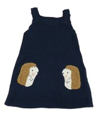 Tmavomodré svetrové laclové šaty s ježky George