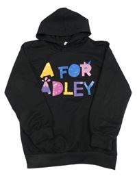 Černá lehká mikina s nápisem a kapucí 