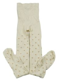 Smetanové punčocháče se zlatými puntíky H&M