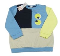 Nové - modro-šedo-neonová mikina s očima Pep&Co