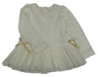 Bílá vzorovaná tepláková tunika s tylem