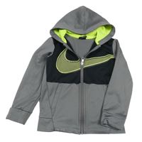 Šedo-černá sportovní propínací mikina s logem a kapucí Nike