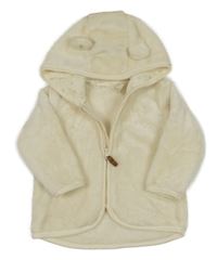 Smetanová plyšová propínací mikina s kapucí H&M