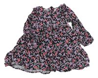 Černo-fialové kostkované lehké šaty 