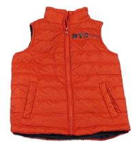 Červená šusťáková prošívaná zateplená vesta s nápisem Topolino