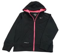 Černá sportovní funkční propínací mikina s logem a kapucí Nike