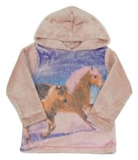 Světlerůžová plyšová mikina s koníkem a kapucí Topolino