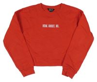 Červená crop mikina s nápisem New Look