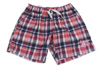 Růžovo-tmavomodré kostkované plážové kraťasy Yigga