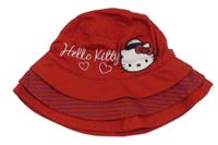 Červený plátěný klobouk s Hello Kitty 