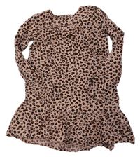 Růžové leopardí manšestrové šaty H&M