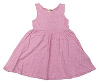 Růžové bavlněné šaty se srdíčky H&M