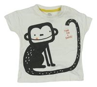 Smetanové tričko s opicí a kapsou F&F