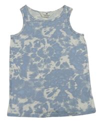 Světlemodro-bílý batikovaný žebrovaný top H&M