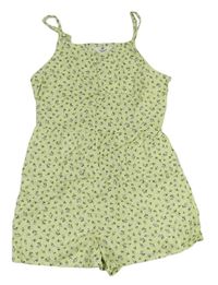 Mintový květovaný kraťasový overal H&M