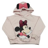 Světlerůžová crop mikina s Minnie a kapucí Disney