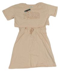 Nové - Růžové teplákové šaty s nápisem River Island