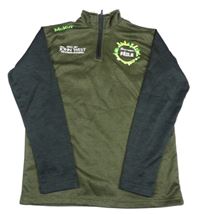 Khaki-tmavošedá thermo mikina s nápisy