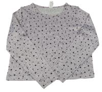 Lila-šedé melírované crop úpletové triko s hvězdami Yigga