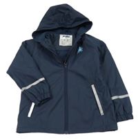 Tmavomodrá voděodolná zateplená bunda s chobotnicí a kapucí Lupilu