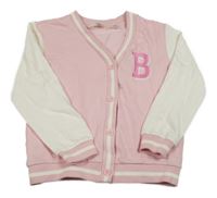 Růžovo-bílá baseballová mikina s písmenem - Barbie H&M