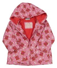 Růžová šusťáková lehce zateplená bunda s holínkami a kapucí Topolino