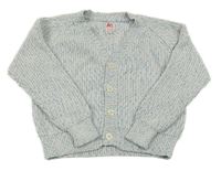 Mintovo-modro-růžový melírovaný propínací svetr 