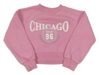 Růžová crop mikina s nápisy Nutmeg