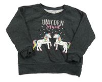 Tmavošedá mikina s jednorožci Primark