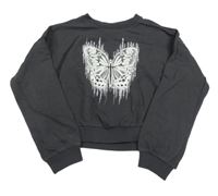 Antracitová crop mikina s motýlkem Next