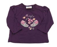 Tmavofialové triko s botami a nápisem Topomini