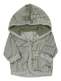 Šedo-zelená fleecová propínací mikina s diny a kapucí George