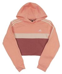 Růžovo-fialová crop mikina s logem a kapucí Adidas