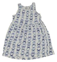 Bílo-modré šaty s motýlky H&M