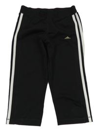 Černo-bílé crop legíny s pruhy s logem Adidas