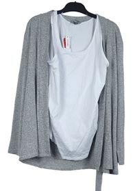 2set - Dámský bílý top + šedý pletený cardigán s páskem George 