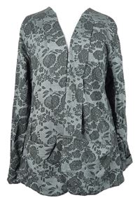 Dámský šedo-tmavošedý květovaný sakový cardigán Laura Ashley 