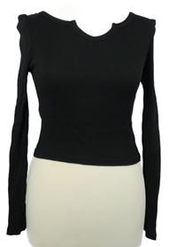 Dámské černé žebrované crop triko Primark 