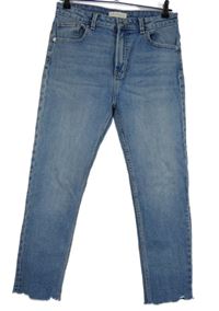 Dámské světlemodré roztřepené kotníkové rifle Denim 