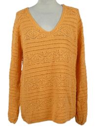 Dámský oranžový třpytivý ažurový svetr Papaya 