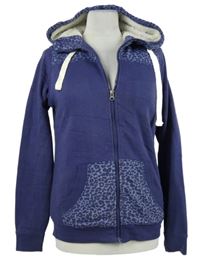 Dámská modro-vzorovaná propínací zateplená mikina s kapucí Crivit 