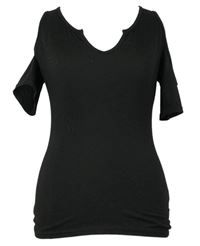 Dámské černé tričko s průstřihy na ramenou Emery Rose 